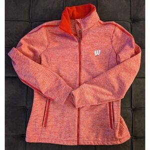 Uni-Sex Medium Badgers Red Full Zip Sweater Fleece Lining & Pockets